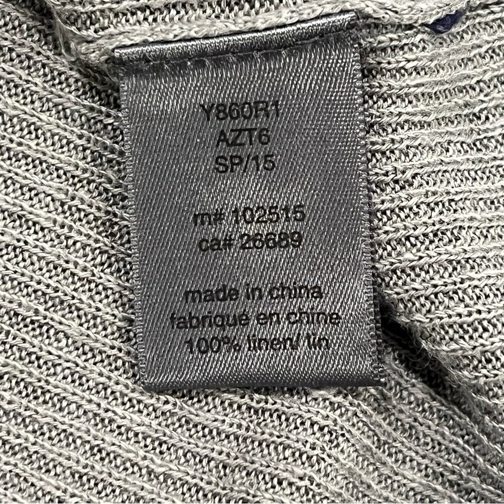 John Varvatos Collection 100% Linen Henley Sweater Gray Medium Lightweight Knit - Picture 12 of 16